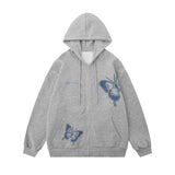 Men Hoodie Butterfly Paste Cloth Embroidery Hooded Jacket