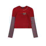 Women Long Sleeve T-Shirt Long Sleeve T-shirt Women's Autumn Color Contrast Short Top