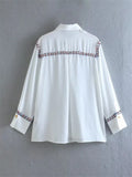 Women T-shirt Fall Women's Clothing Stitching Lapel Long Sleeve Shirt