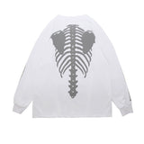 Men Hoodie Dark Style Skeleton Reflective Printed Sweater Men's Loose round Neck Long Sleeve