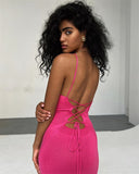 Women Sweater Dress Mid-Length Tight Knitted Dress Summer Dress