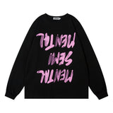 Men Hoodie Graffiti Printed Crew Neck Sweatshirt
