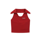 Women Vest Lapel Sleeveless Vest Short Girls' Summer Top