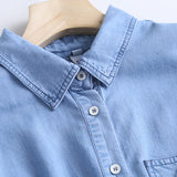 Women T-shirt Denim Shirt Women's Spring and Autumn Loose Long Sleeve