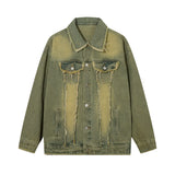 Men Denim Jacket Washed Distressed Denim Jacket Men's Spring and Autumn Casual Jacket Coat