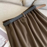 Women Skirt Autumn and Winter Woolen Skirt A- Line Dress Belt