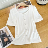 Women T-Shirt Short-Sleeved T-shirt Women's Summer Retro T-shirt Top