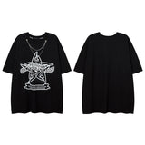 Men T Shirt Fashion Brand Five-Pointed Star Printed Necklace Short Sleeve T-shirt Men and Women
