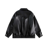 Unisex Jacket Autumn Geometric Segmentation Leather Coat