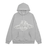 Men Hoodie Autumn Loose Sports Long Sleeve Zipper Jacket