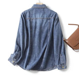 Women T-shirt Denim Shirt Women's Spring and Autumn Loose Casual Top Coat