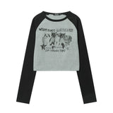 Women Long Sleeve T-Shirt Retro Cat Printing Long Sleeve T-shirt Girls Spring and Autumn Sleeve