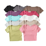 Women T-Shirt Short-Sleeved T-shirt Spring and Summer Solid Color Short Top