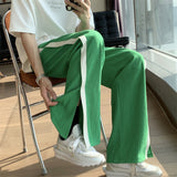 Men Sweatpants Ice Silk Slit Casual Pants Men's Summer