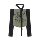 Women Long Sleeve T-shirt Floral-Print off-Shoulder Long Sleeve T-shirt Women's Autumn Design Blouse