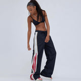 Women Cargo Pants Women's Zipper Stitching Contrast Color Sports Casual Pants