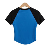 Women T-Shirt Top Summer round Neck Fitted Short T-shirt