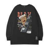 Men Long Sleeve Shirt Personality Cartoon Printed Loose Long Sleeves T-shirt Men's and Women's Tops