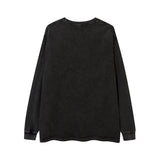 Men Long Sleeve Shirt Graffiti Washed and Worn Bottoming Long Sleeve T-shirt Loose Men and Women