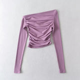 Women T-Shirt Long-Sleeved T-shirt Women's Stretch Solid Color Bottoming Shirt Autumn