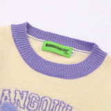 Women Sweater Color Matching Sweater Women's Autumn Leisure round Neck Long Sleeve Short