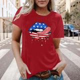 Women Independence Day T Shirt Printed Short-Sleeved Top Female Summer