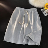 Men Sweatpants Khaki Waffle Shorts Summer Loose Casual Sports Pants