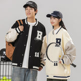Varsity Jacket Vintage Embroidered Baseball Uniform Men's and Women's Baggy Coat Men's Color Matching Couple Jacket
