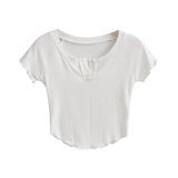Women T-Shirt Slim V-neck Short Sleeve T-shirt