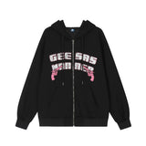 Men Hoodie Hooded Jacket Men's Spring and Autumn Loose Printed Cardigan
