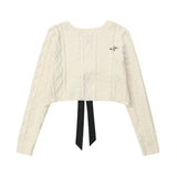 Women Sweater Short Sweater Girls Autumn Casual Twist Long Sleeve