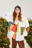 Unisex Jacket Autumn Color Contrast Patchwork Coat