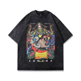 Men T Shirt Vintage Printed Washed and Worn Short Sleeve T-shirt for Men and Women