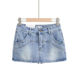 Women Skirt Summer Vintage High Waist Denim Skirt