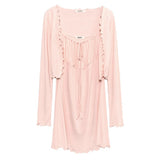 Women Long Sleeve Shirt Sling Dress Long Sleeve Cardigan Outer Coat Suit