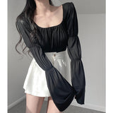 Women Long Sleeve Shirt Women's Spring and Autumn Slim Fit Slimming Top