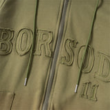 Men Fleece Lined Hoodie Fall/Winter Hoodie Men's Gradient Letter Embroidery Zipper Jacket