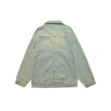 Men Denim Jacket Men's Loose Lapel Long Sleeves Distressed Jacket