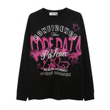 Men Long Sleeve Shirt Letter Graffiti Long Sleeve Bottoming T-shirt Men and Women Hip Hop