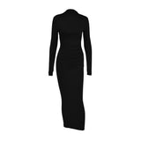 Women Dresses Women Winter Fashion Sexy Slit Long Sleeve Dress