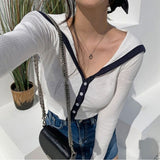Women's Long Sleeve Shirt V-neck Top Women's Short Long Sleeve