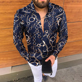 Men Shirt Fall Men's Clothing Chain Long Sleeve Shirt