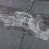 Men Hoodie Tie-Dye Gradient Coat Worn Looking Washed-out Cardigan Sweater Hoodie Loose Long Sleeve