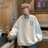 Men Hoodie round Neck Long Sleeve Sweater Men's Autumn Letter Print Loose Casual