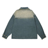 Men Denim Jacket Men's Personality Cat Raw-Cut Edges Stitching Loose Jacket