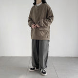 Men Hoodie round Neck Waffle Sweater Ins Loose Men and Women