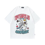 Men T Shirt Vintage Cartoon Print Couple Short Sleeve T-shirt Men and Women Hip Hop