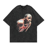 Men's T Shirt round Neck Washed Old Loose Men's and Women's Short Sleeve T-shirt
