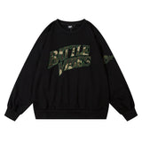 Men Hoodie Embroidered Letter Sweater Men's Loose Long Sleeve round Neck Autumn and Winter