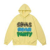 Men Hoodie Letter Print Sweatshirt Autumn and Winter Loose Leisure Long-Sleeve Hooded Pullover